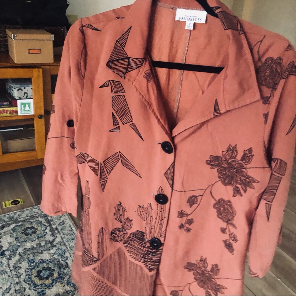 “Catalog Favorites” 3/4 sleeve lightweight oversized button down shirt